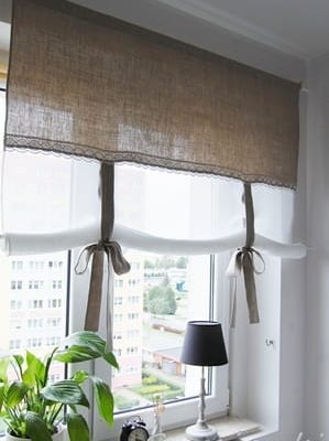 roleta lniana atrapa rzymskiej panel na okno beż