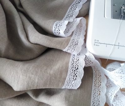 zasłony lniane z koronką szycie